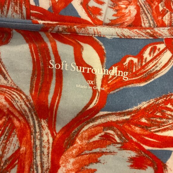 Soft Surroundings Maxi Dress 3X Blue Orange-Red White Floral V-Neck Twist Detail - Picture 13 of 13